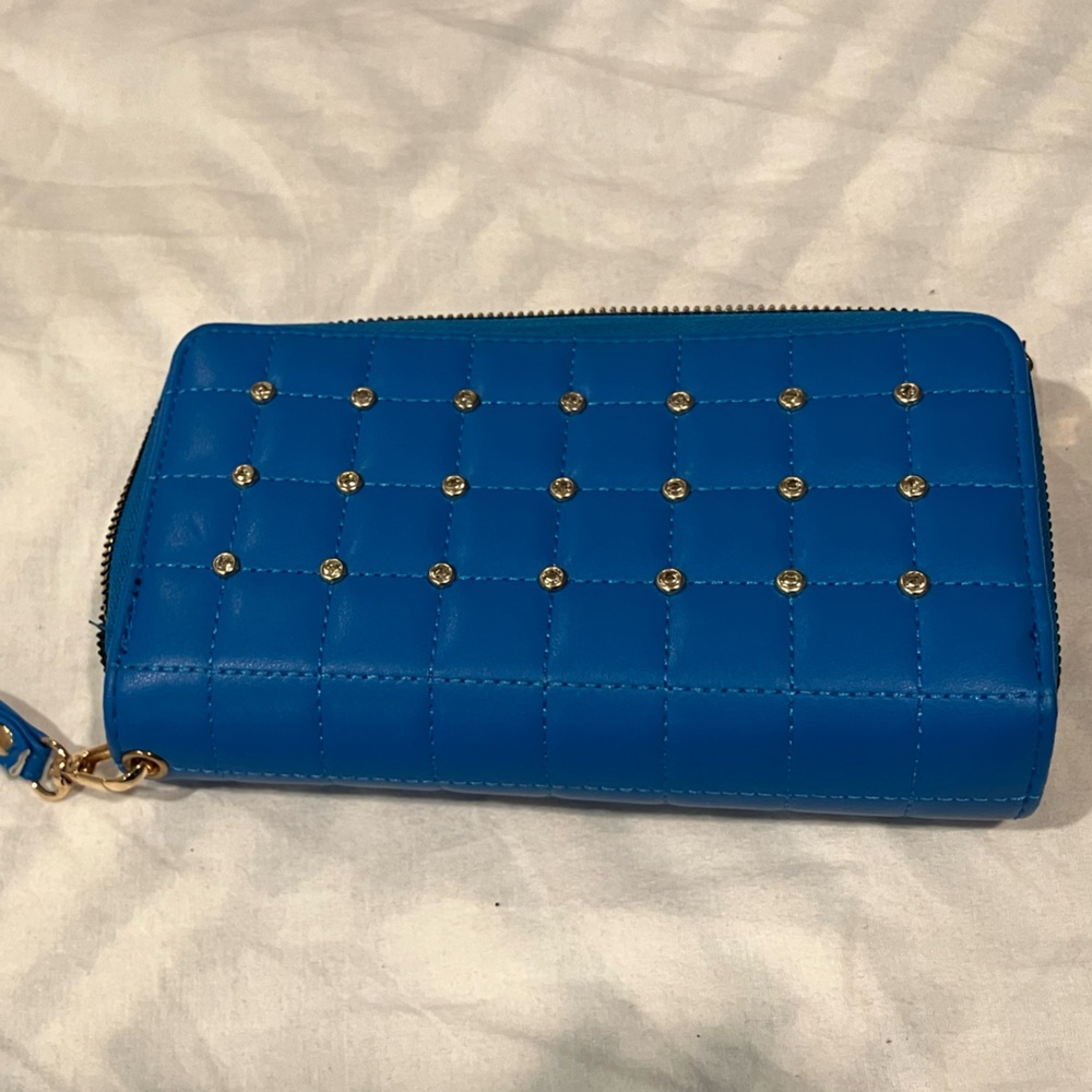Bright Blue Long Wallet for Women With Strap - NWOT